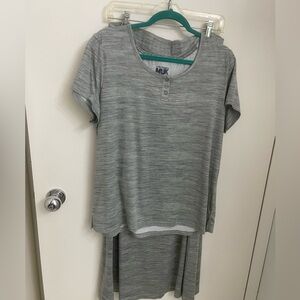 Henley shirt and skirt two-piece set